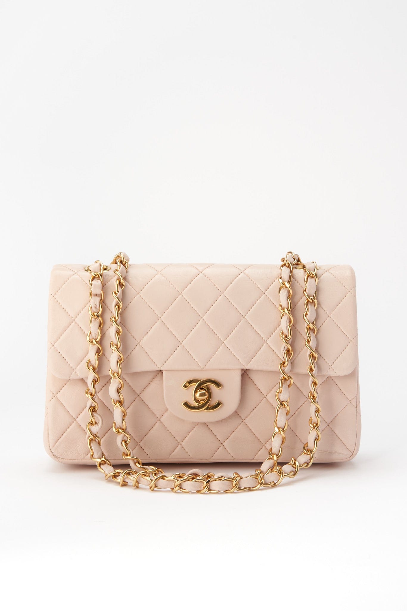 Chanel Classic Double Flap Bag Small Powder Pink Quilted Leather
