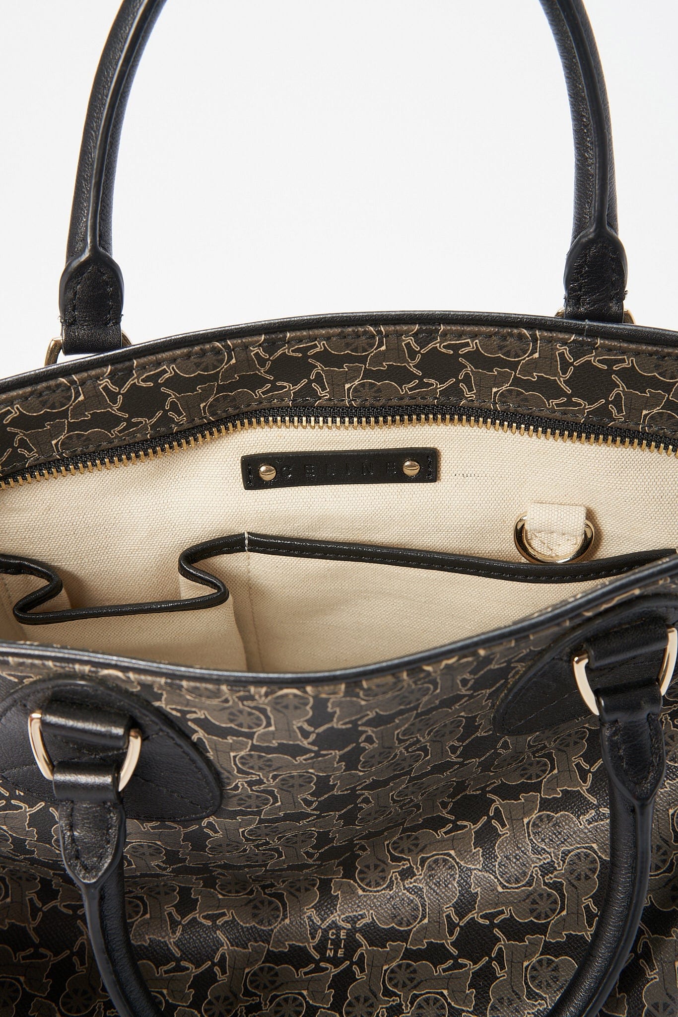 Vintage Celine Coated Canvas Sulky Tote - Grey