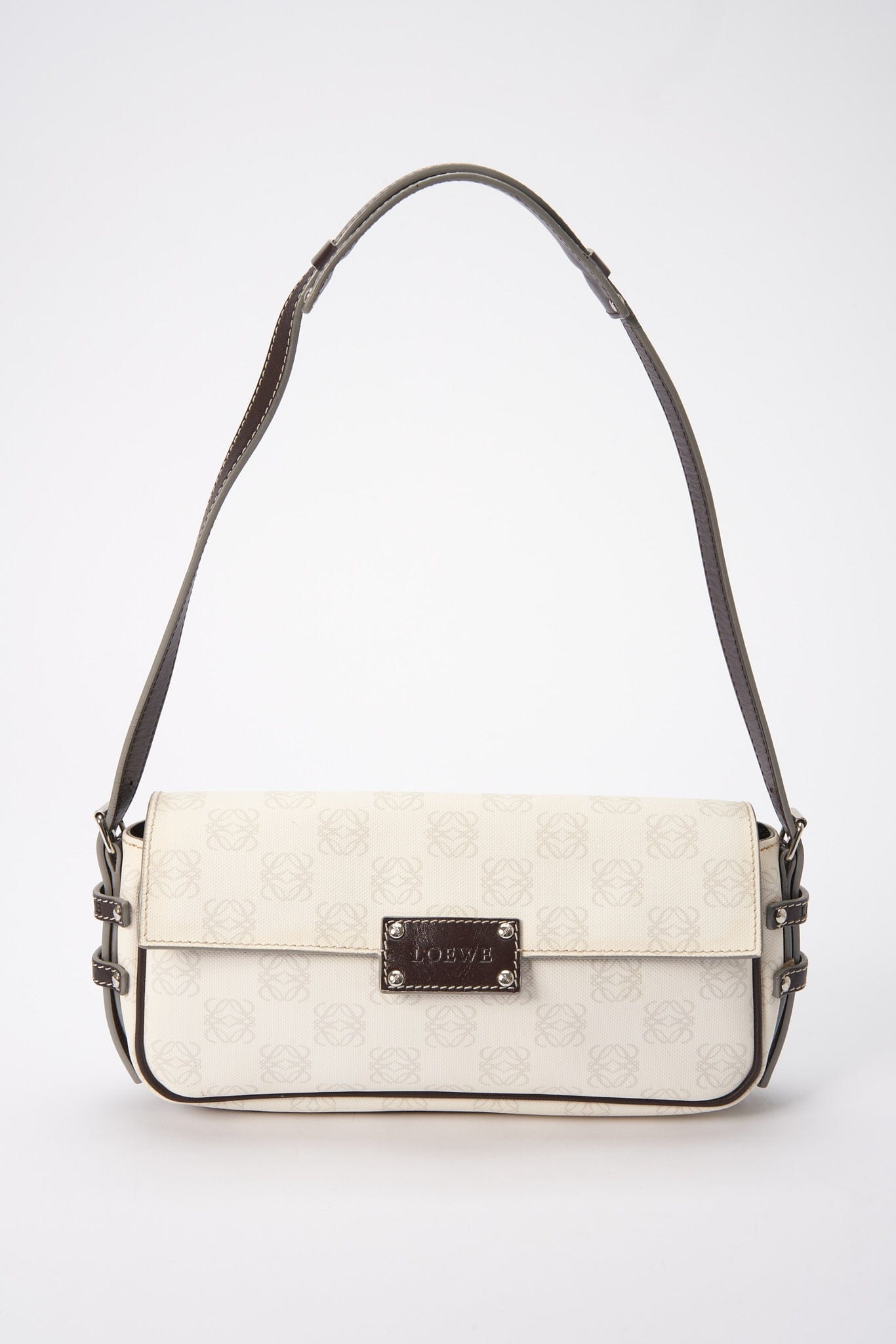 Vintage Loewe Anagram Shoulder Bag - White