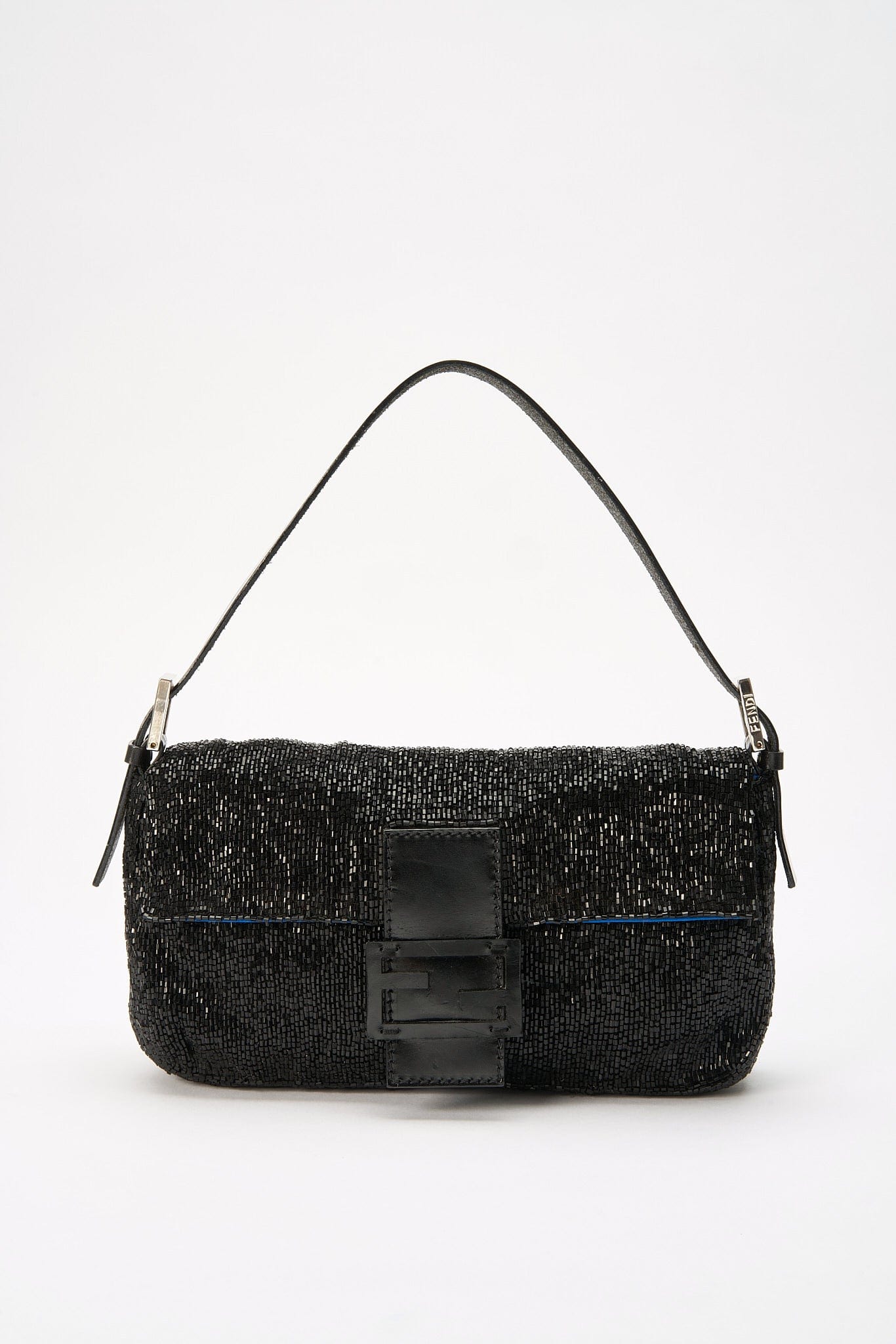 Vintage Fendi Black Leather Baguette Bag