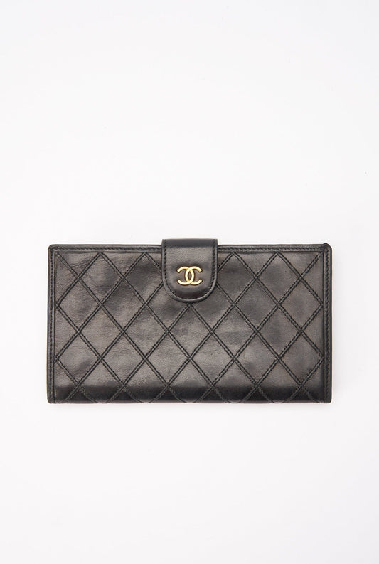 Chanel Black Quilted Lambskin Vintage Wallet