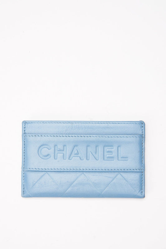 Chanel Blue Leather Vintage Card Holder