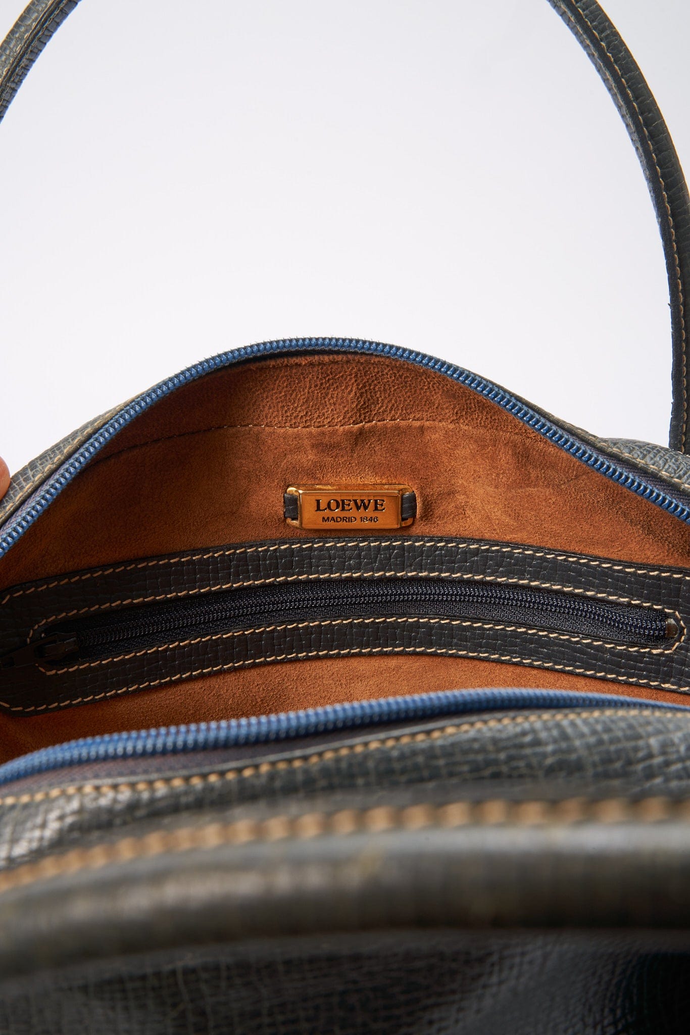 Vintage Loewe Textured Leather Bowling Bag