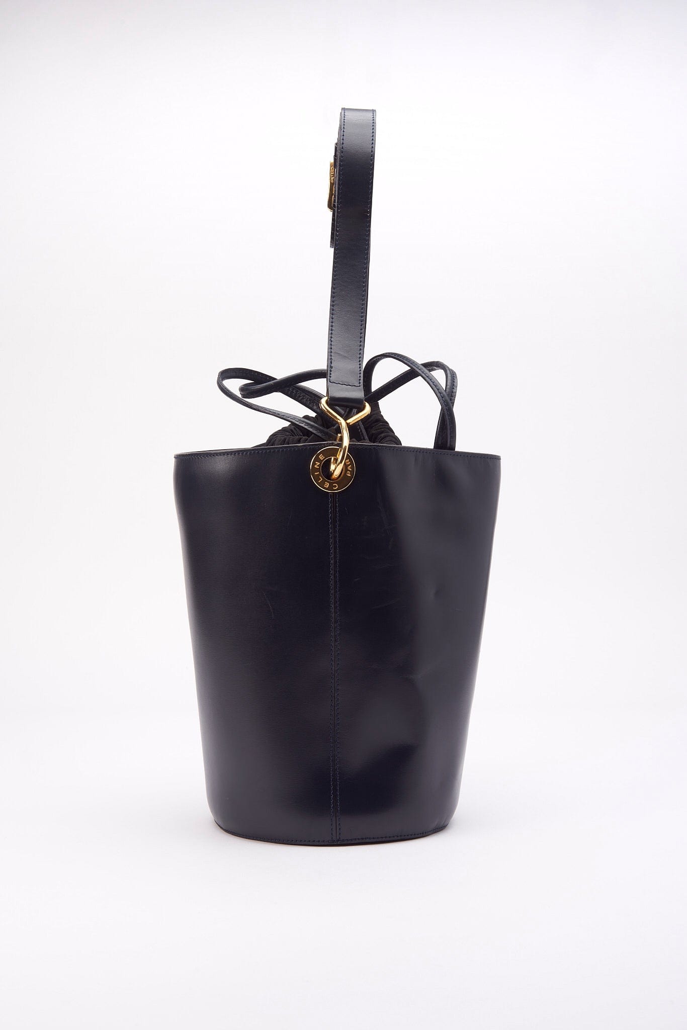 Vintage Celine Navy Leather Bucket Bag – The Hosta