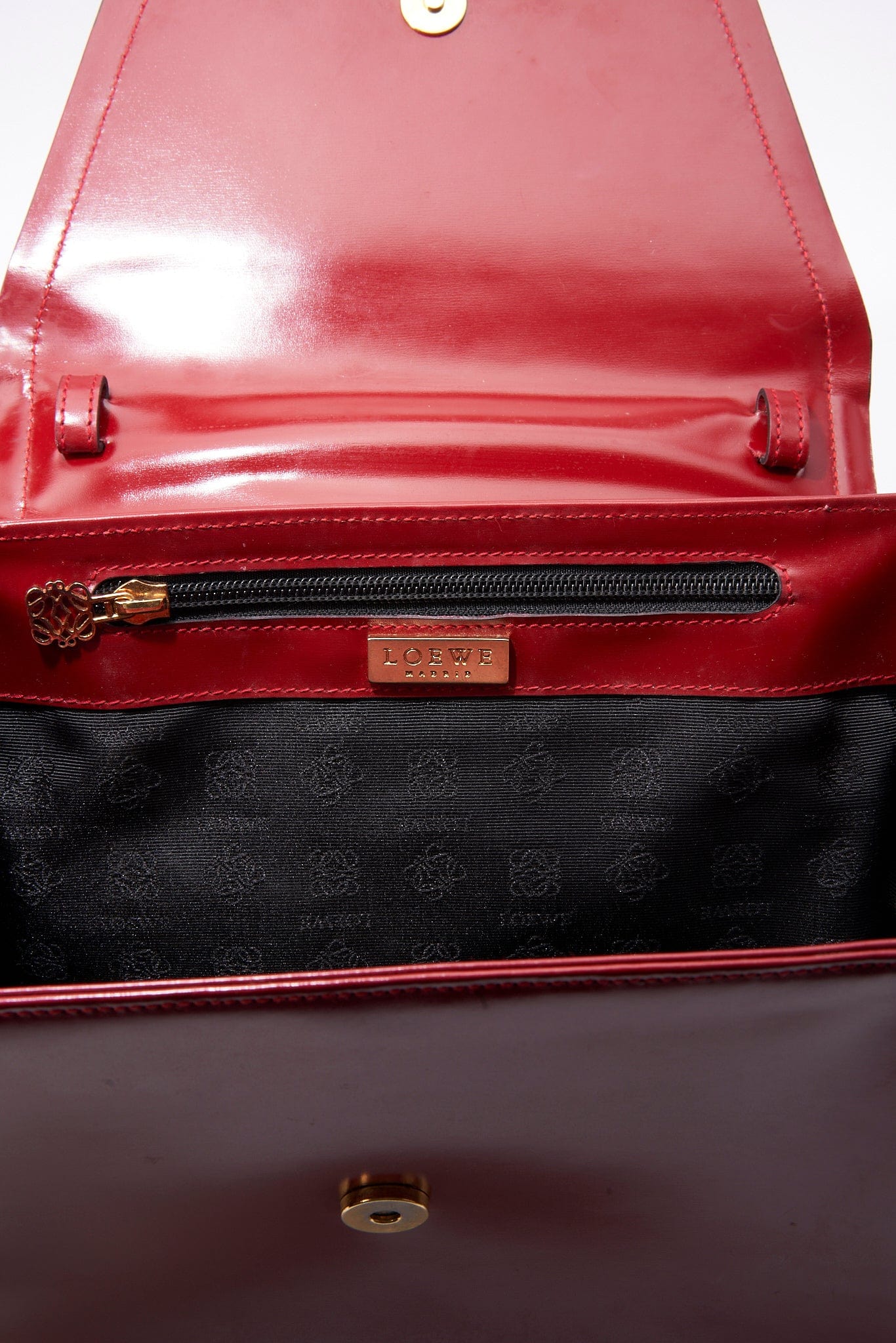 Vintage Loewe Red Leather Top Handle Bag