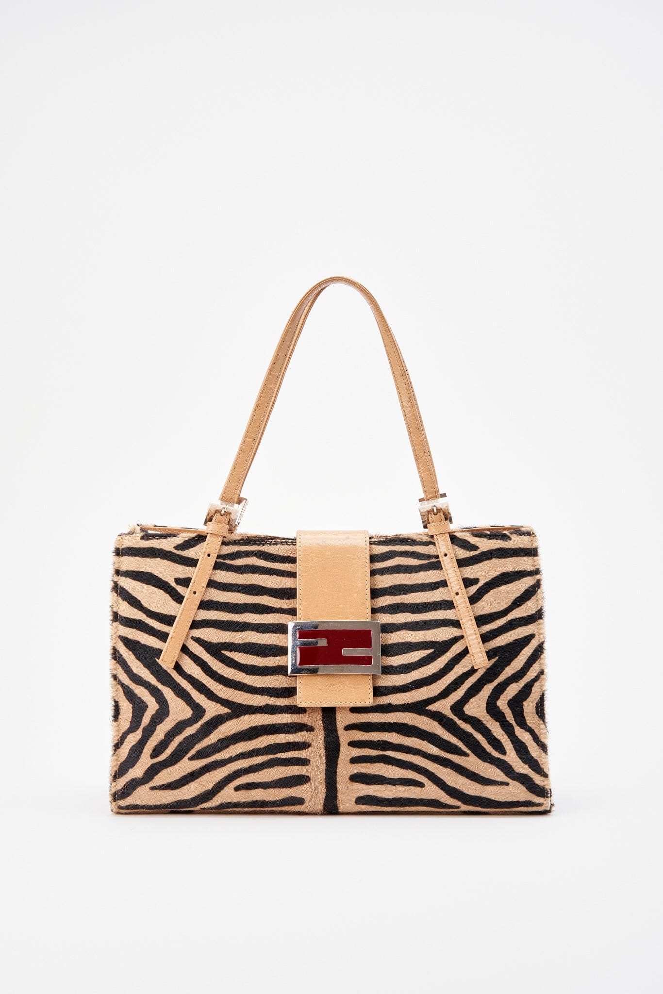 Fendi vintage Grande baguette di mamma con peli di vitelli stampati zebra