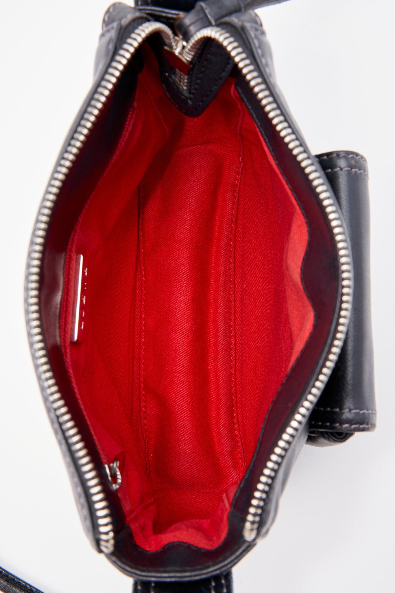 Vintage Loewe Black Crossbody Bag With Silver Hardware