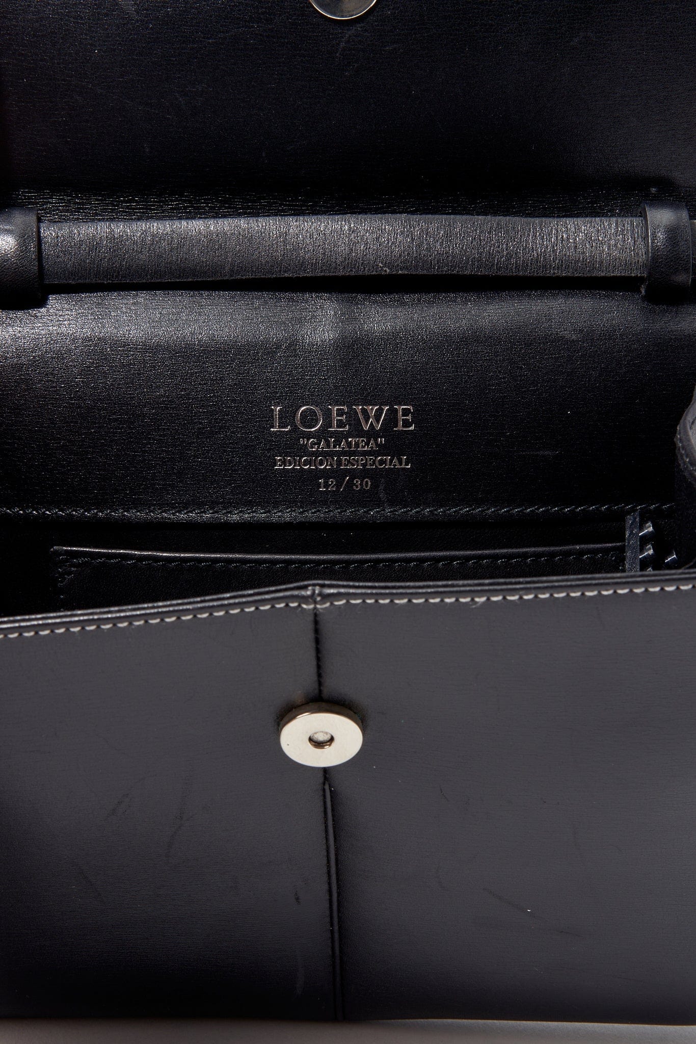 Vintage Loewe Black Crossbody Bag With Silver Hardware