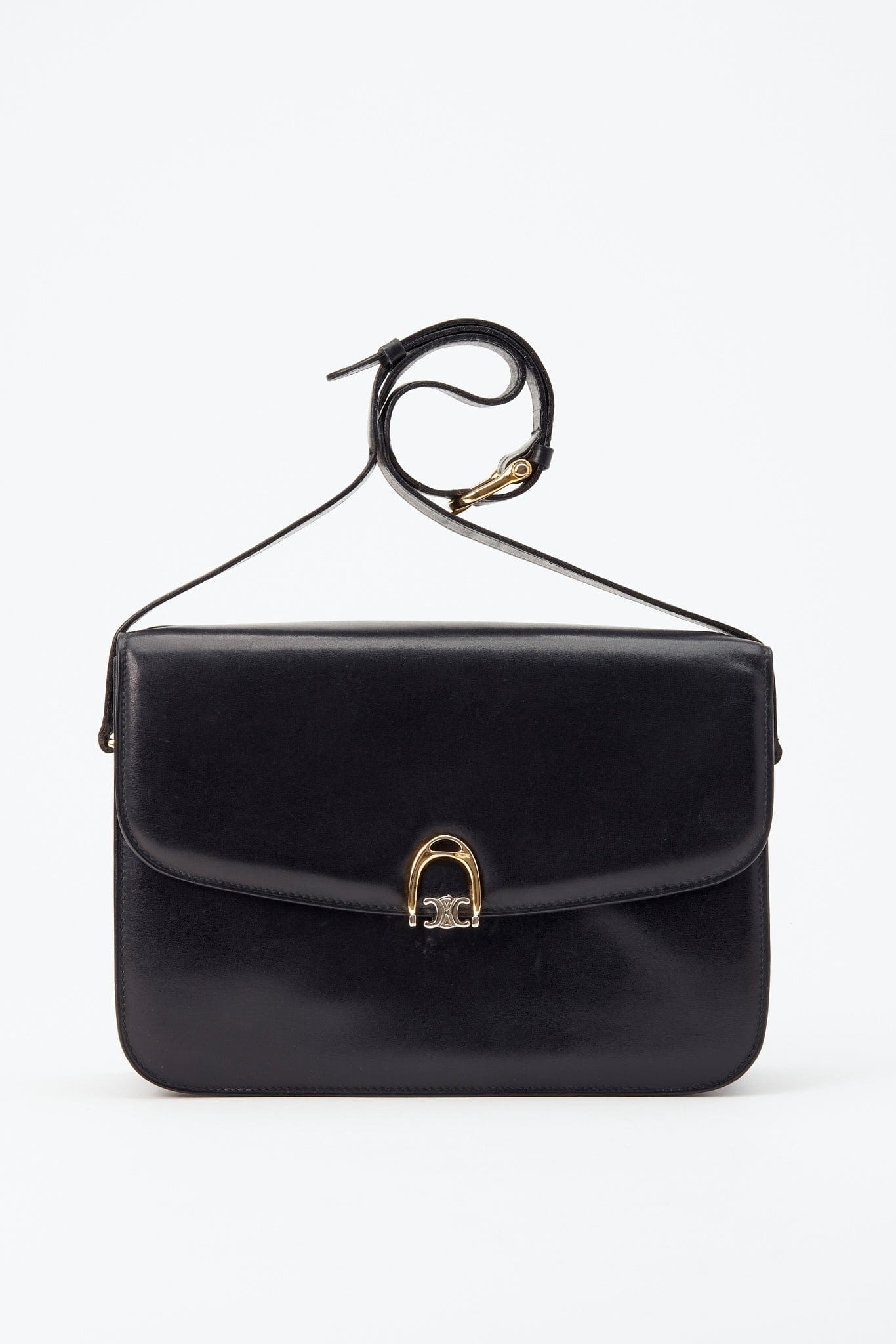 Vintage Celine Black Leather Triomphe Box Bag โ The Hosta