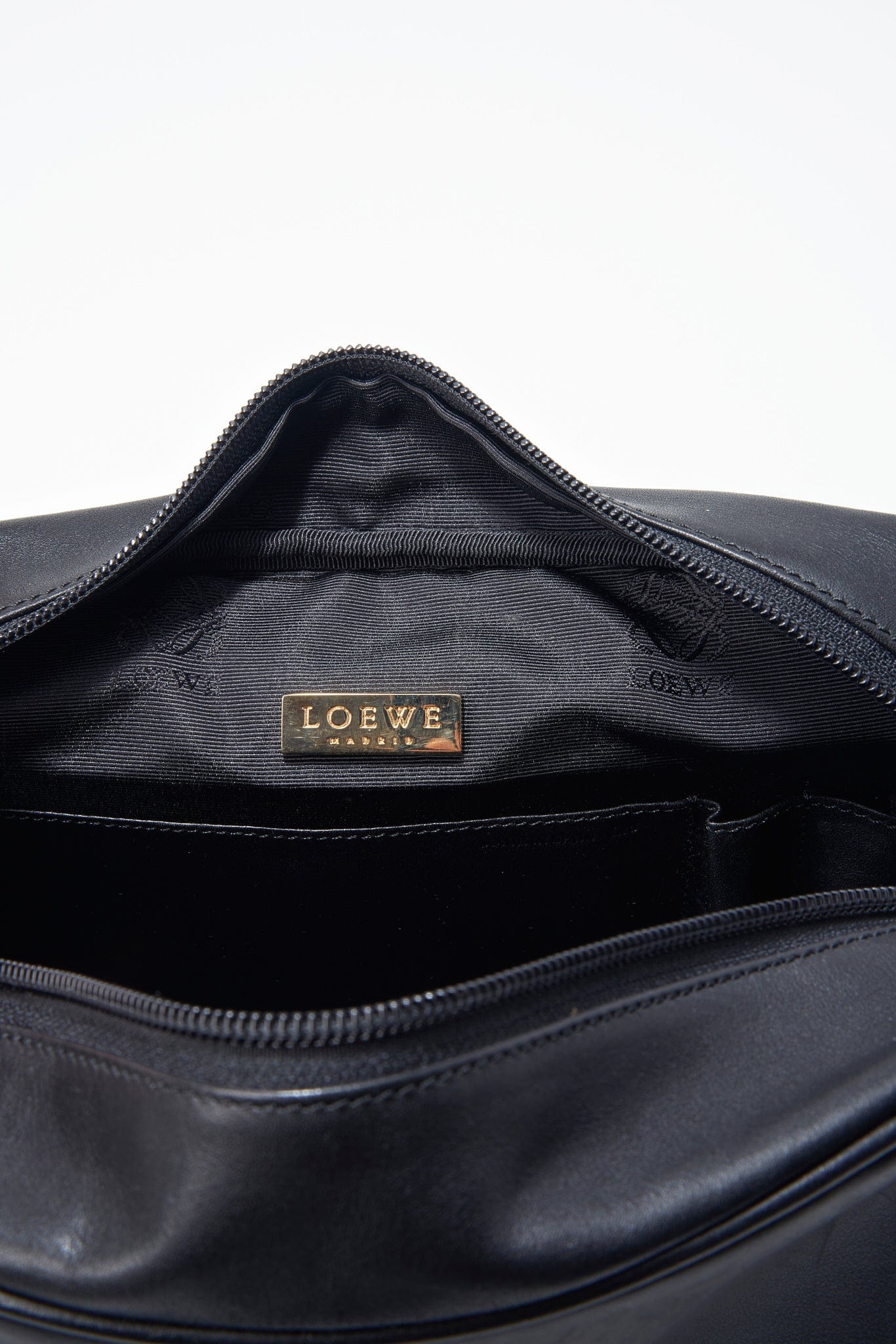 Vintage Loewe Black Leather Wash Bag