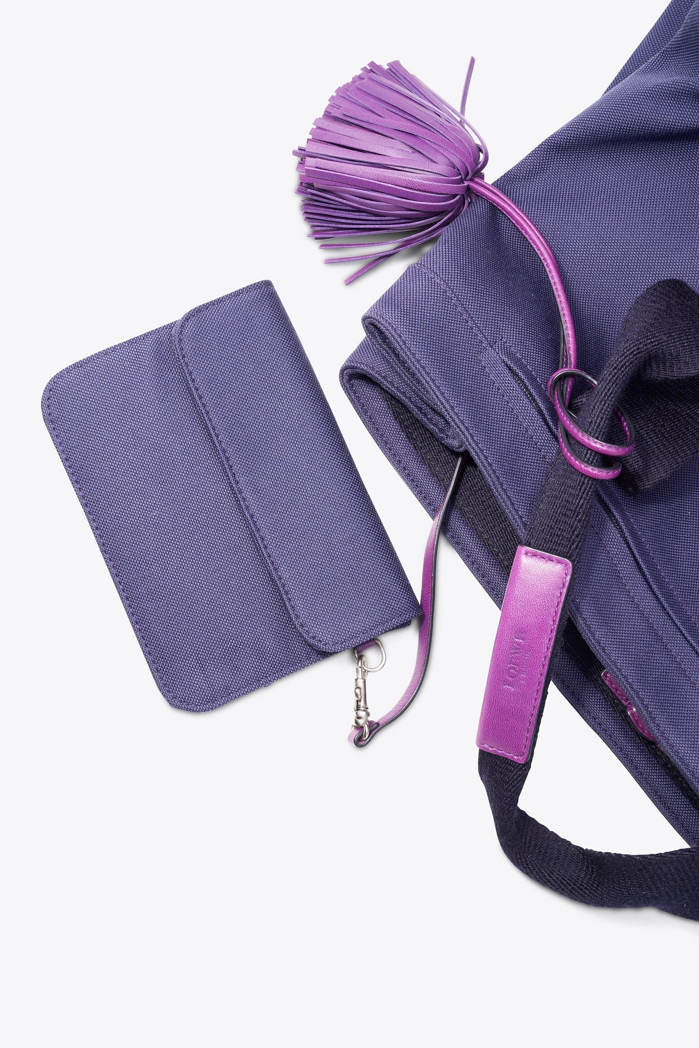 Vintage Loewe Purple Canvas and Leather Tote Bag