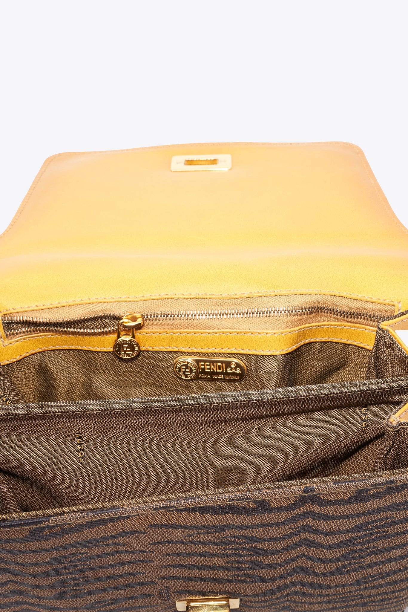 Fendi Vintage Tiger Print Canvas Shoulder Bag