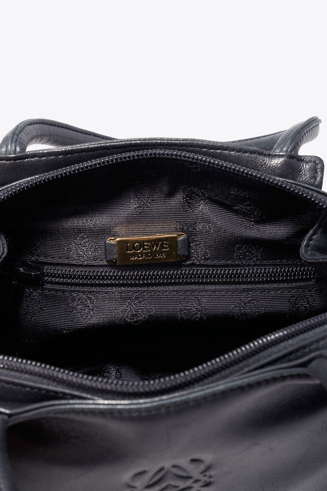 Vintage Loewe Black Leather Top Handle Bag