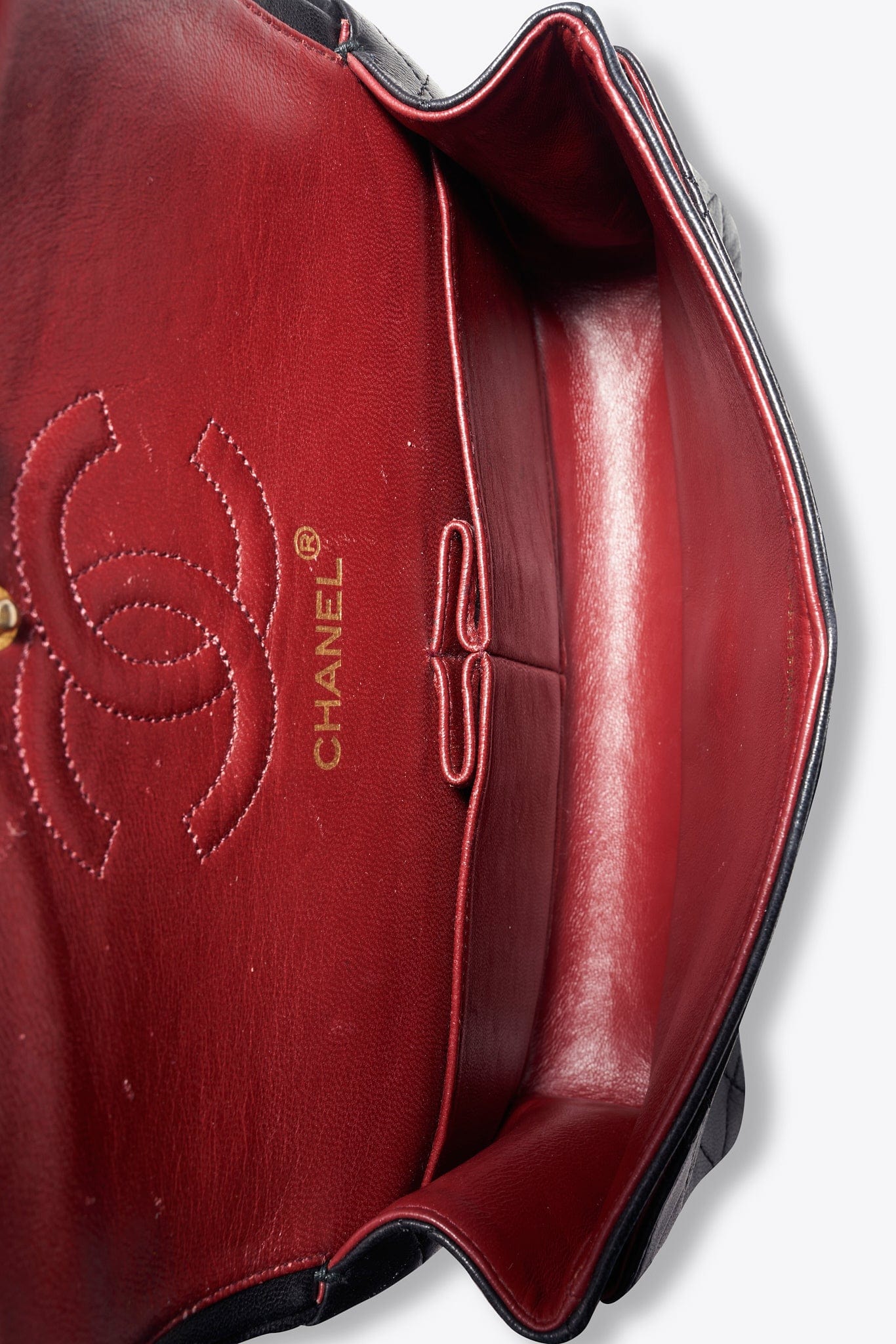 Vintage Chanel Small Classic Double Flap Bag Black Lambskin Leather With 24k Gold Plated Hardware