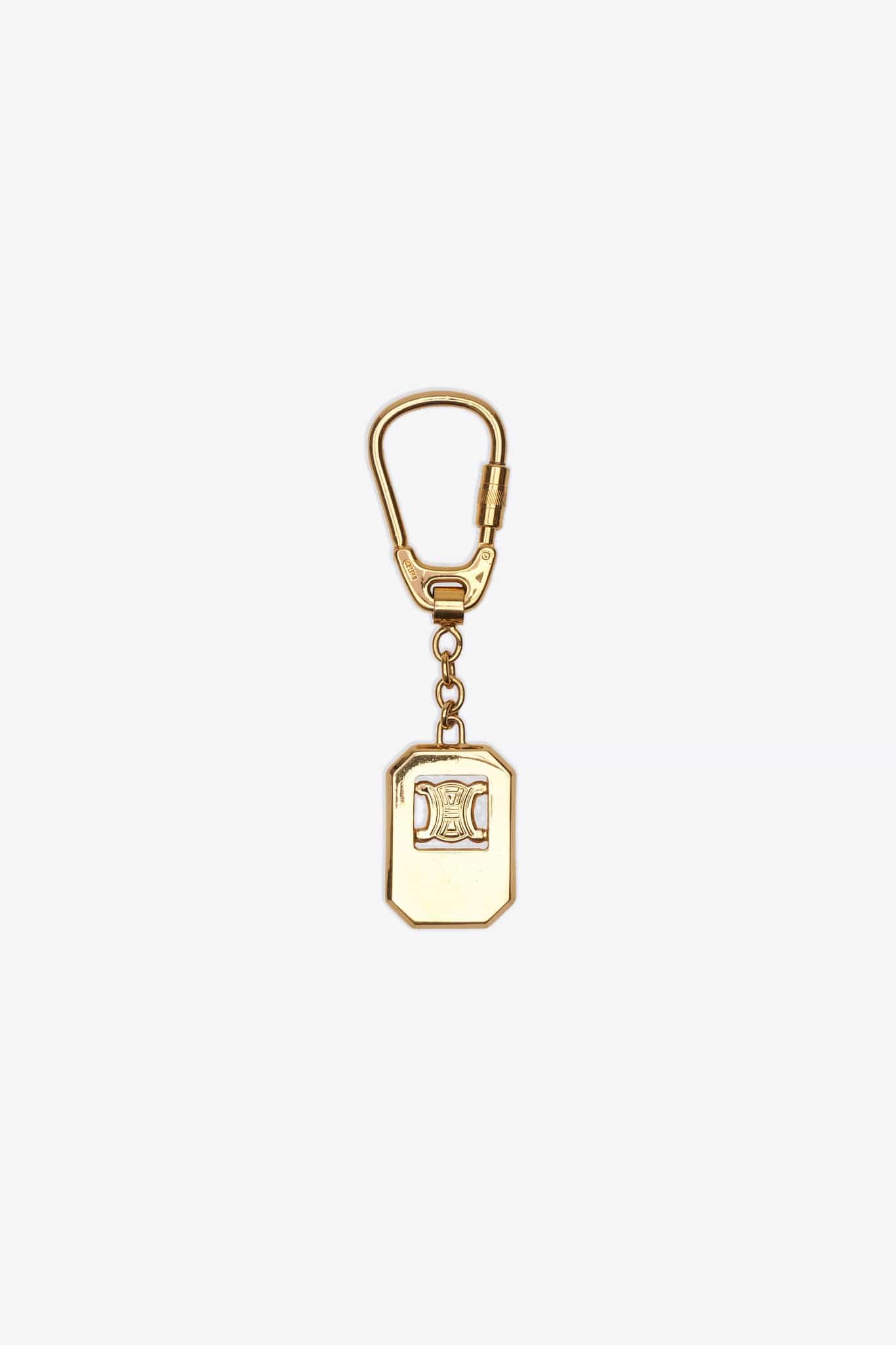 Vintage Celine Triomphe Gold Keyring