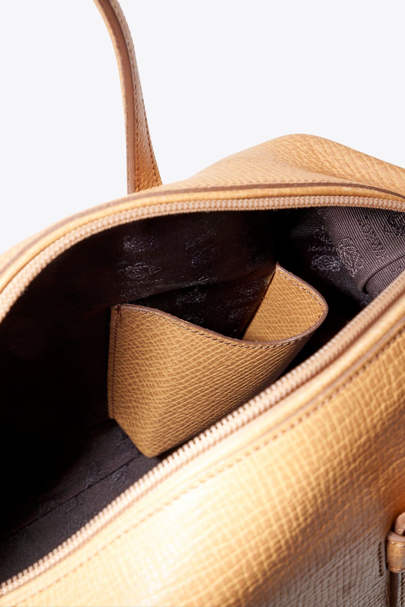 Vintage Loewe Camel Beige Structured Leather Bowling Bag