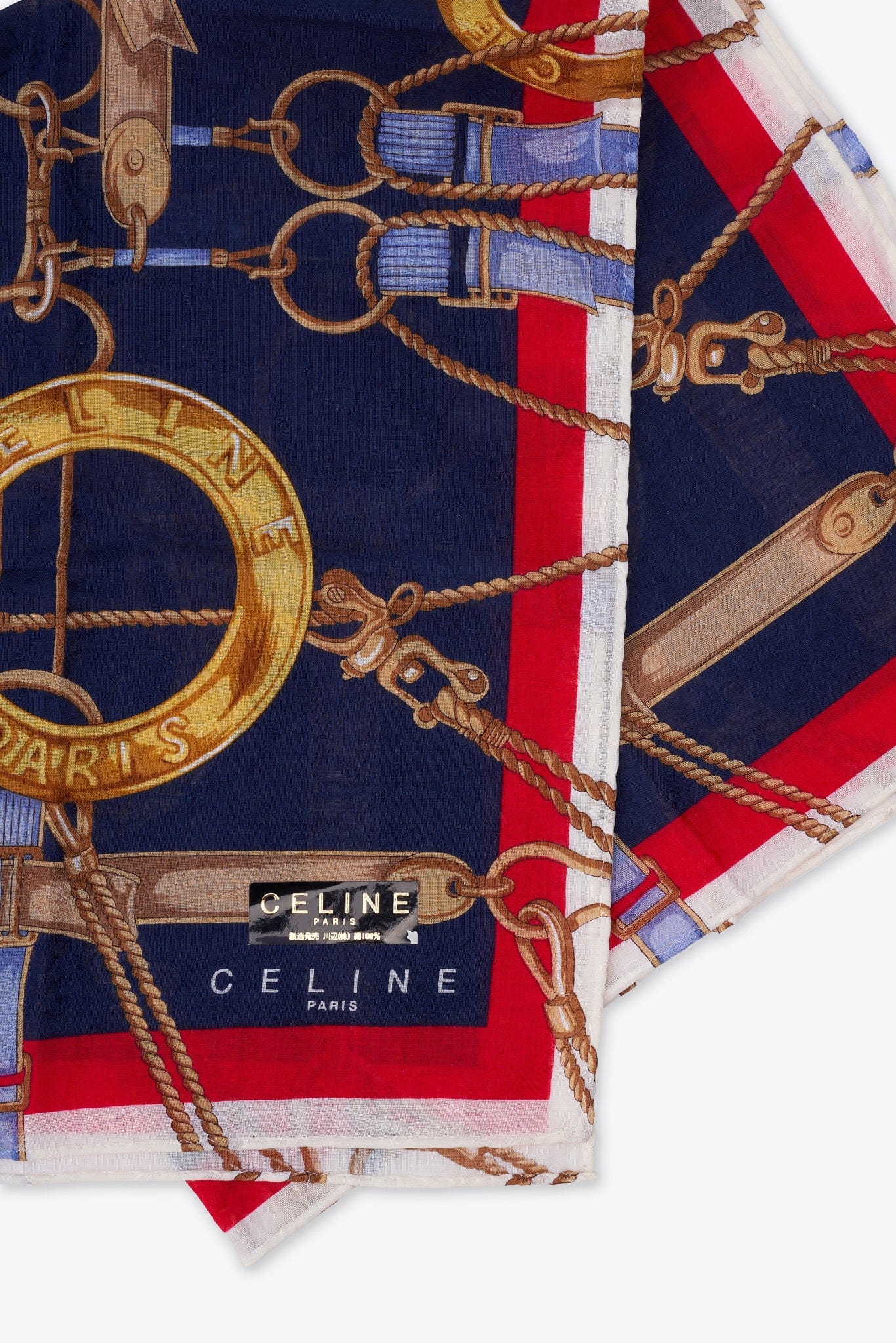 Vintage Celine Cotton Equestrian Printed Scarf