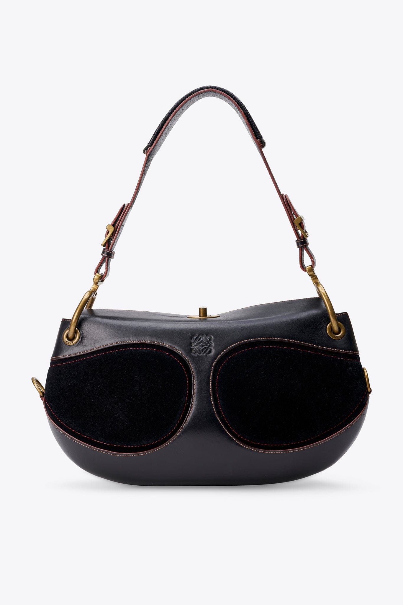 Vintage Loewe Black Leather and Suede Shoulder Bag – The Hosta