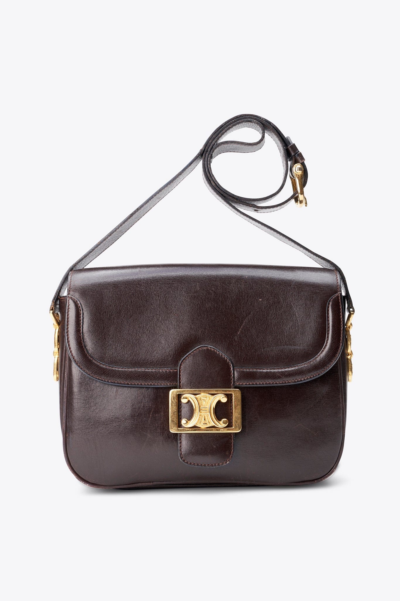 Vintage Celine Brown Leather Triomphe Box Bag – The Hosta