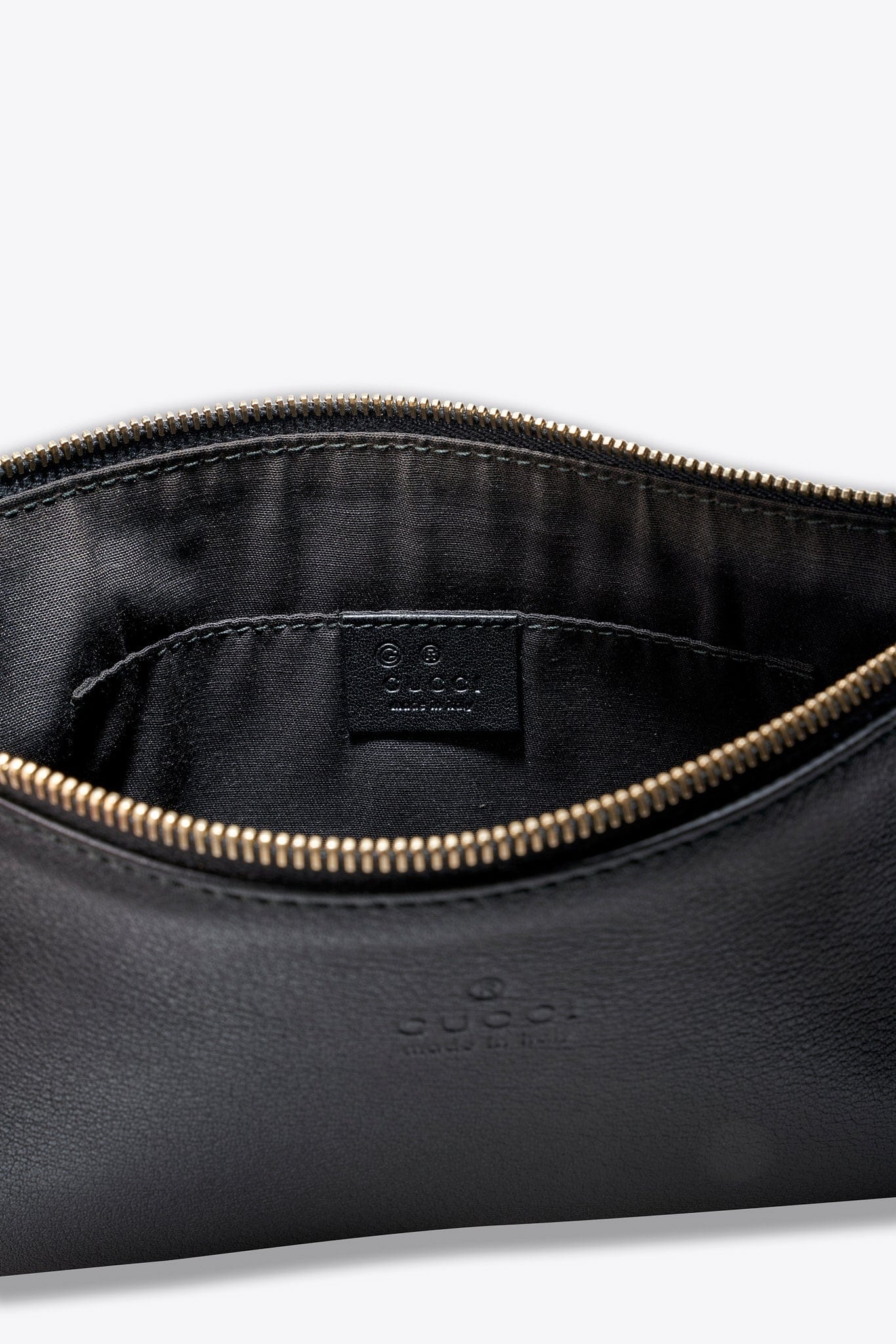 Vintage Chanel Black Leather Clutch Bag With Gold Hardware