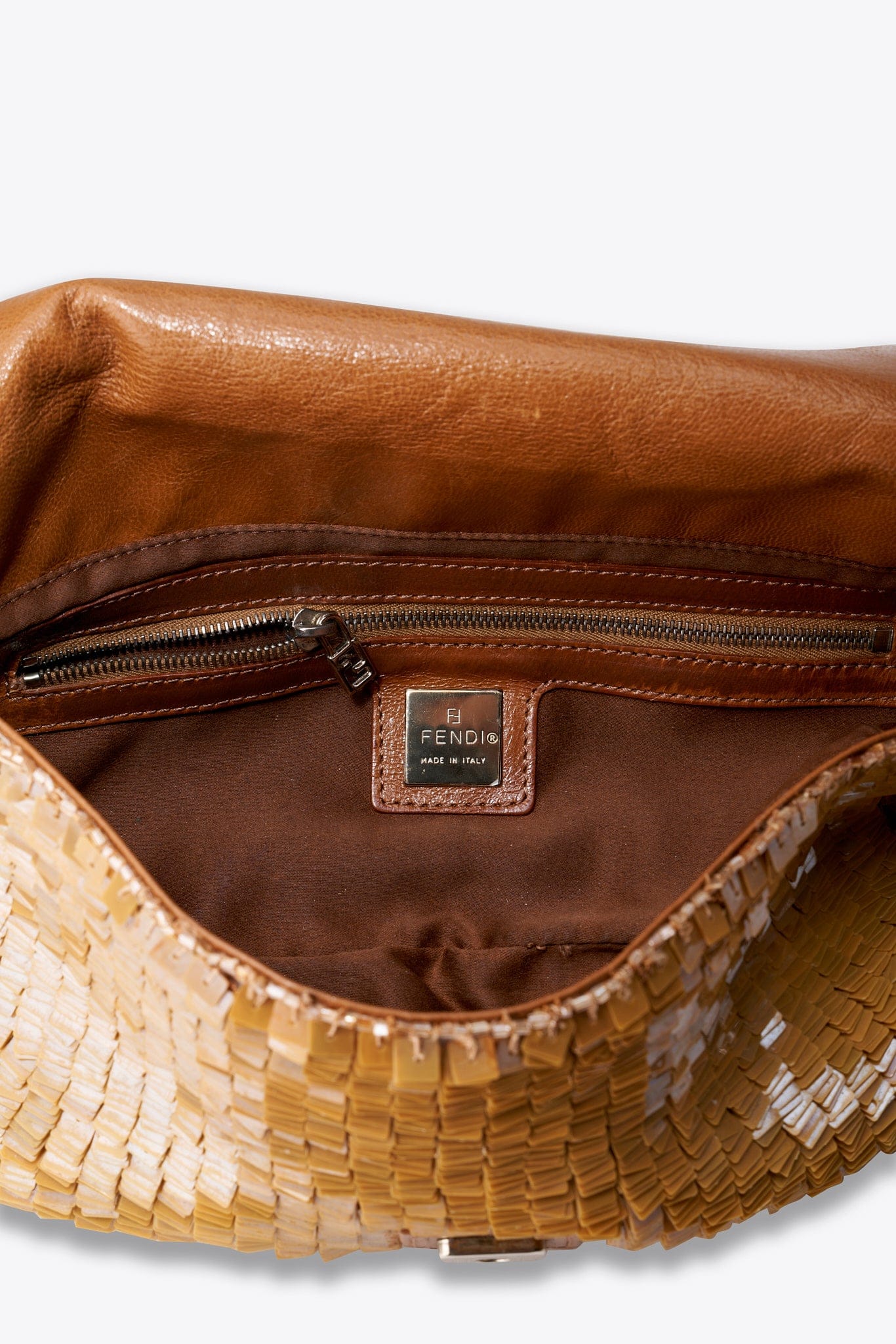 Vintage Fendi Brown Sequin Baguette Shoulder Bag