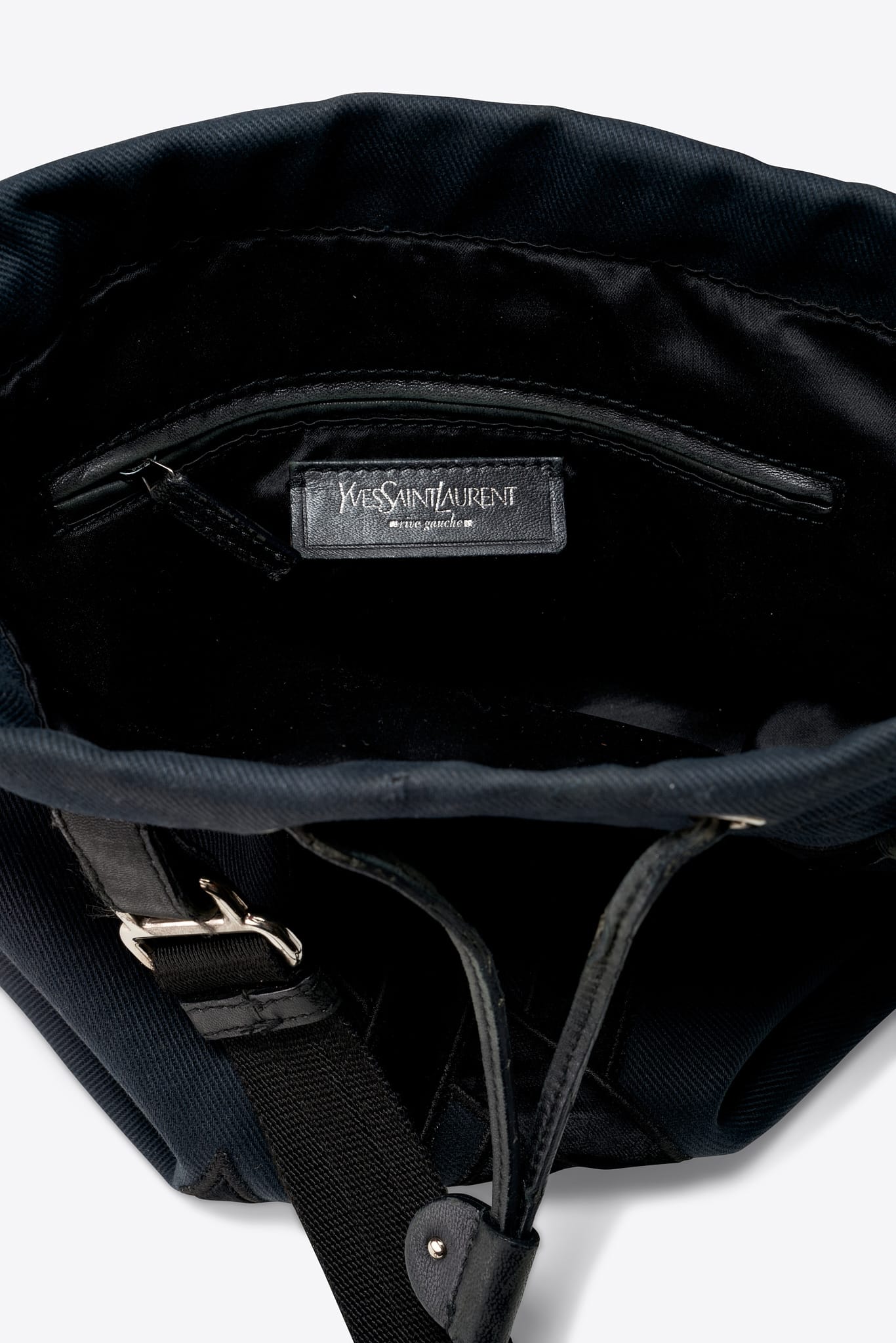 Vintage Yves Saint Laurent Black Cotton Monogram Tote Bag