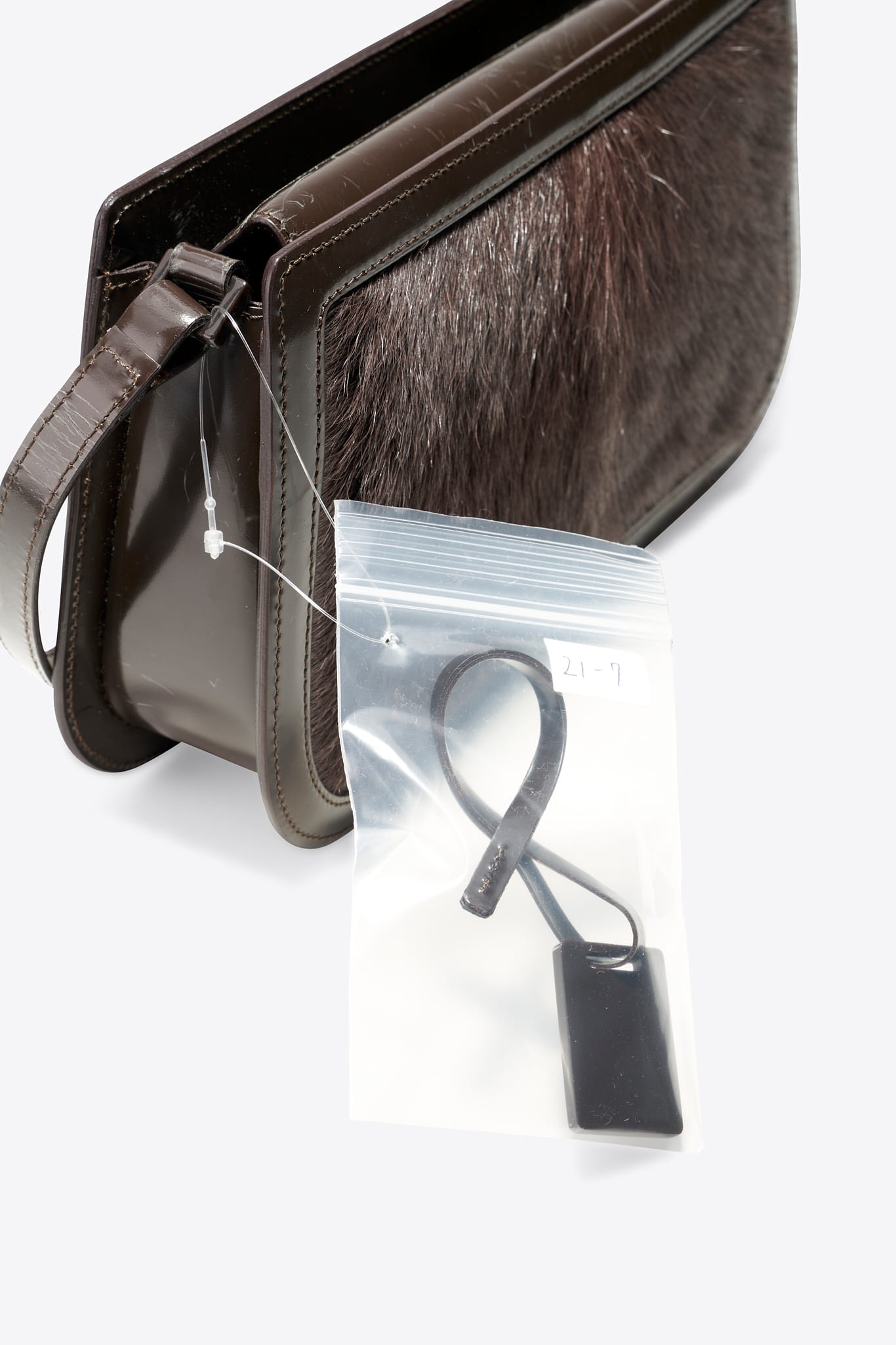 Vintage Celine Calf Hair Shoulder Bag With Brown Leather Trim