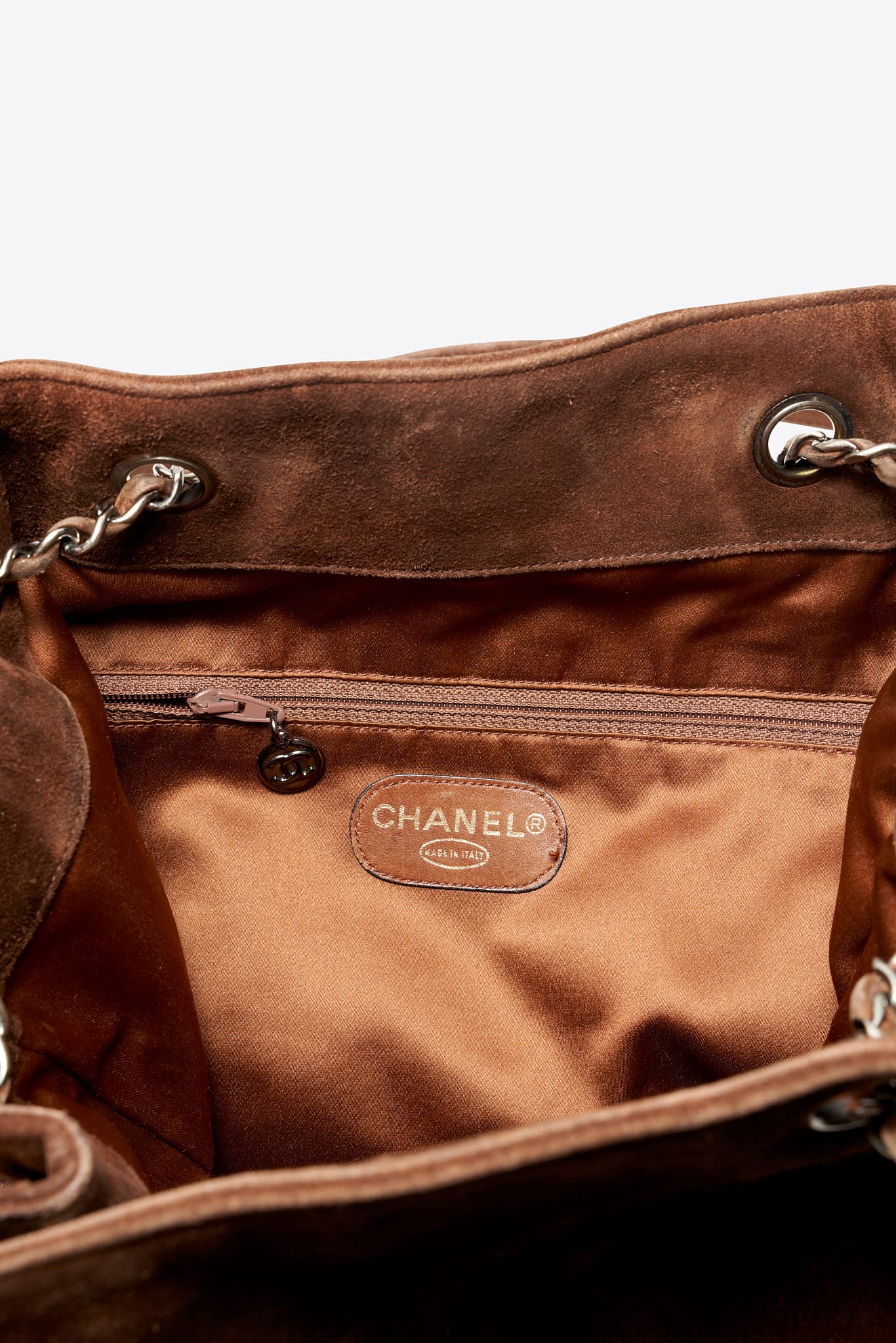 Vintage Chanel Brown Suede CC Tassel Shoulder Bag