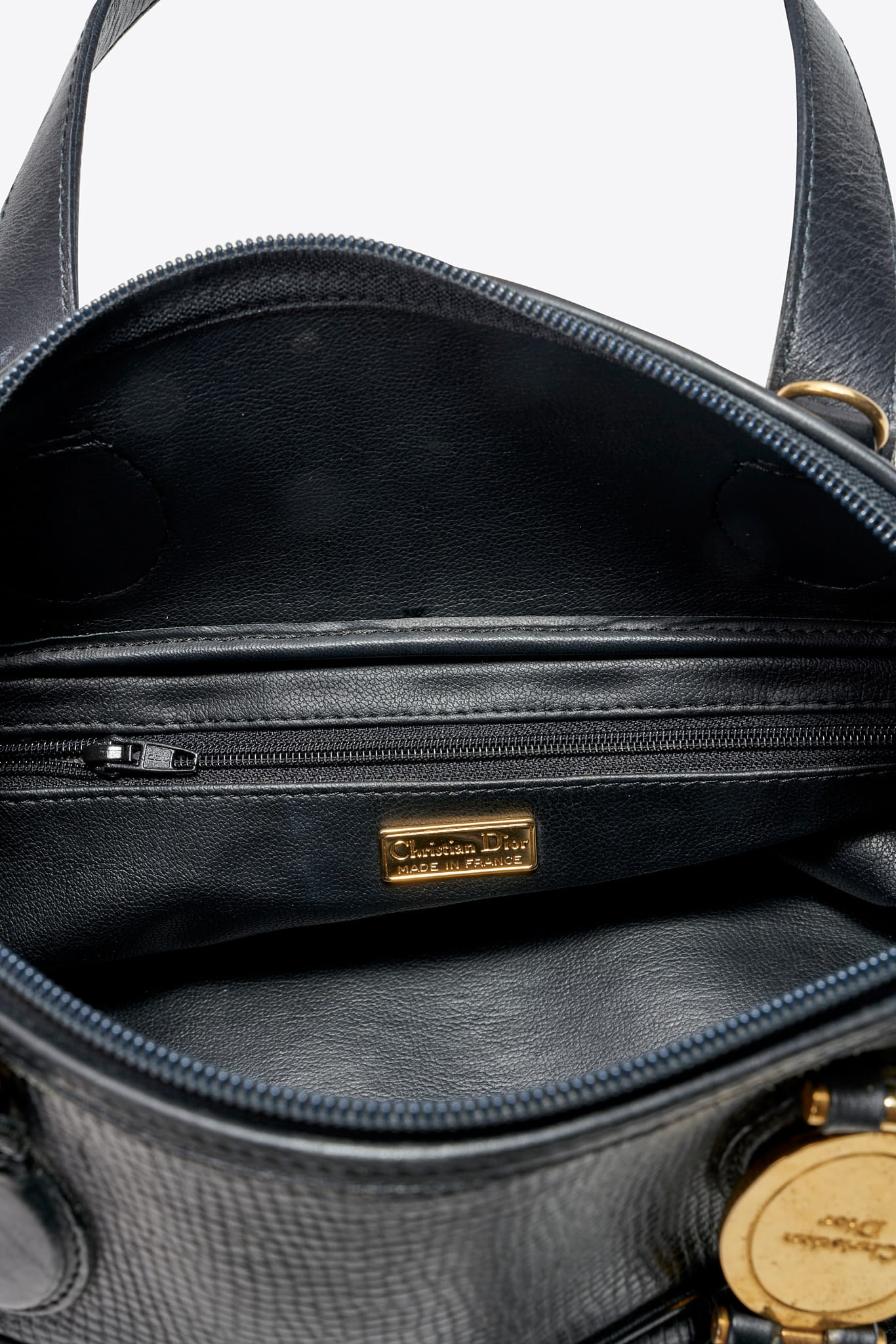 Vintage Christian Dior Black Leather Top Handle Bag