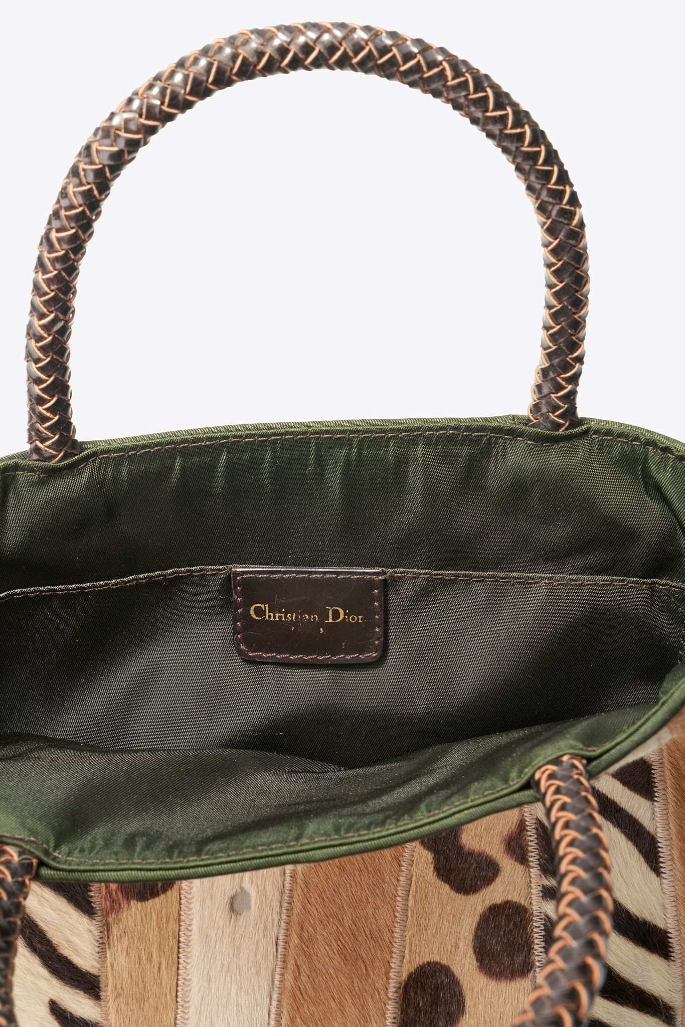 Vintage Christian Dior Calf Hair Patchwork Tote Bag