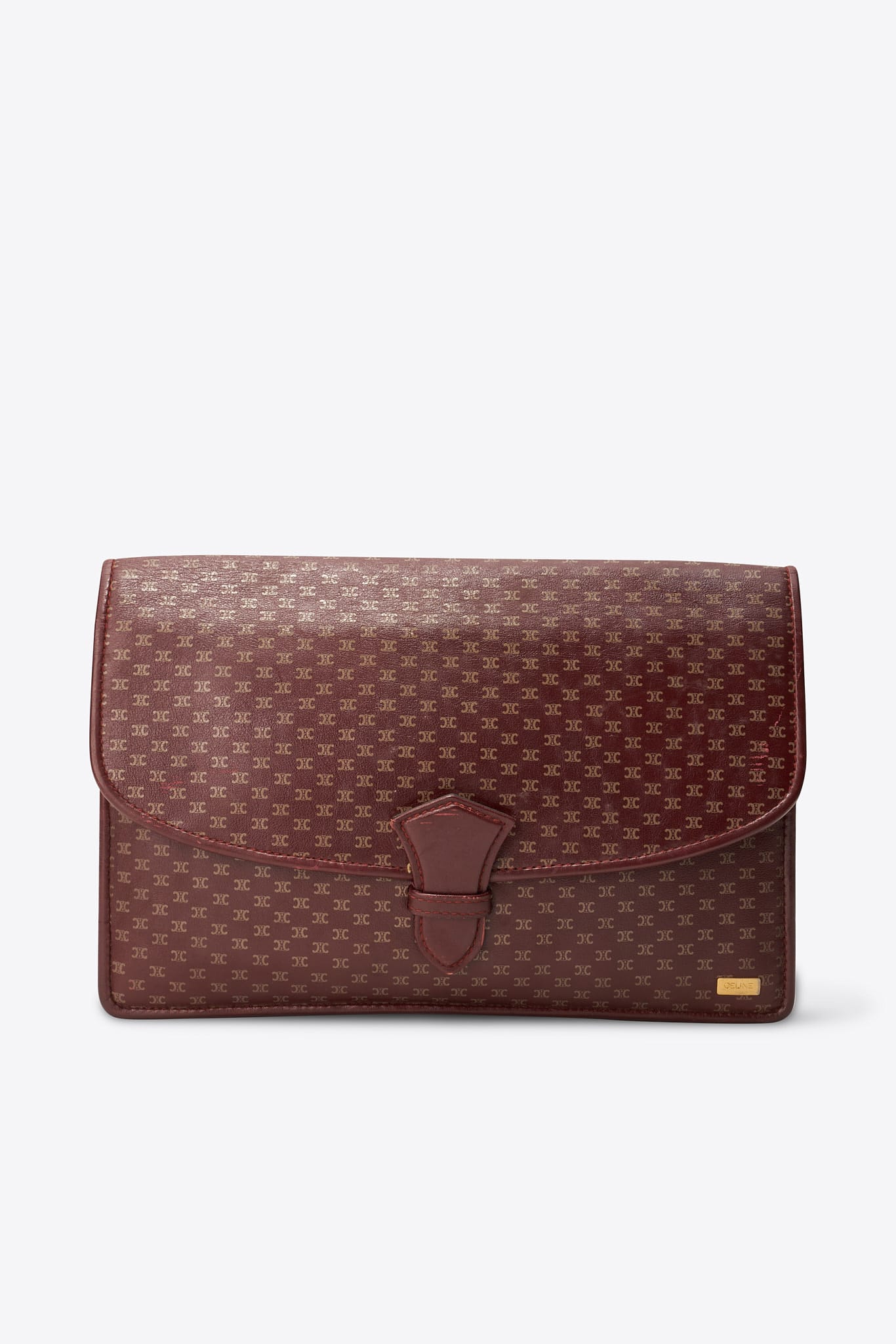 Vintage Celine Triomphe Burgundy Canvas Clutch – The Hosta