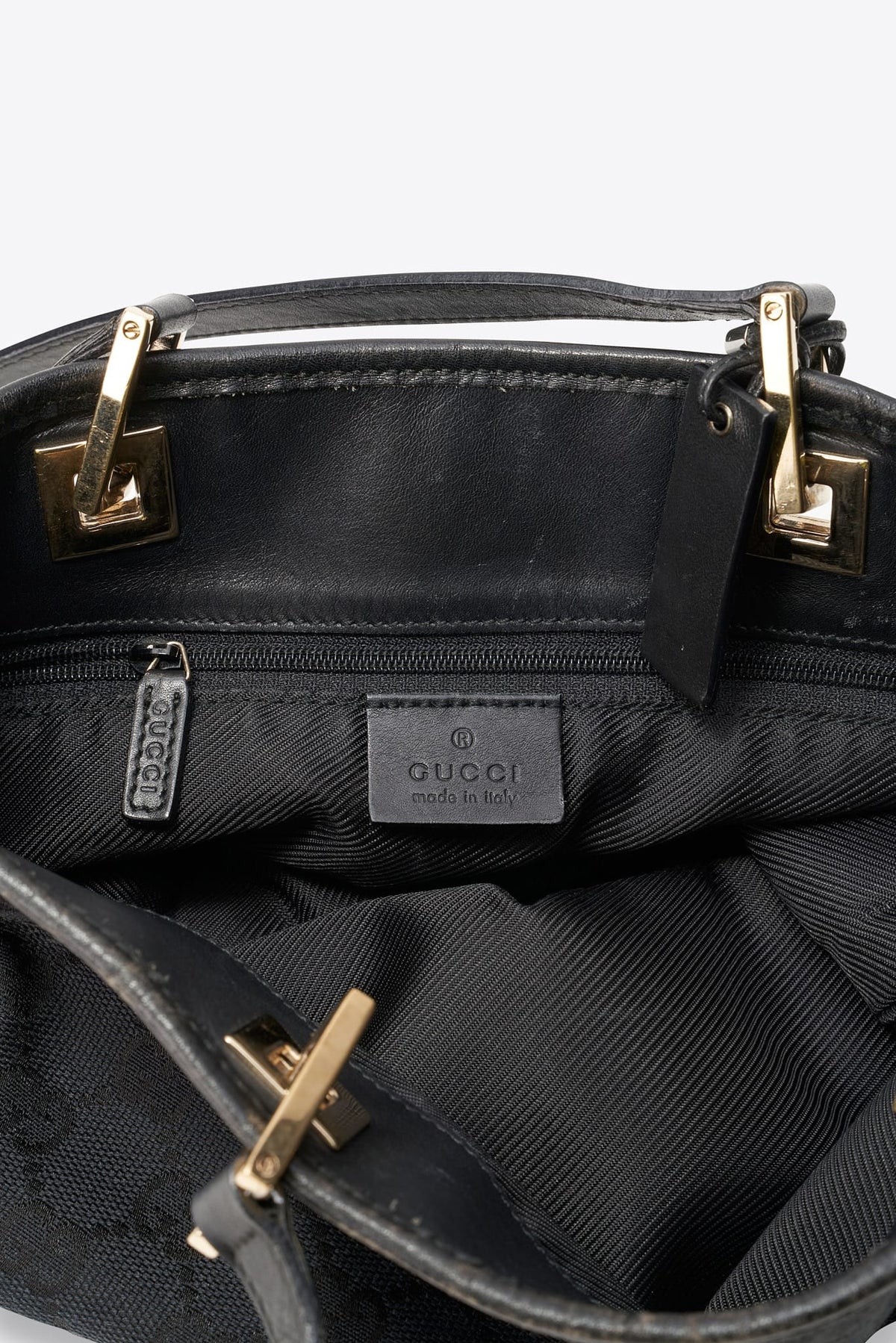 Vintage Gucci Monogram Tote Bag in Black GG Canvas