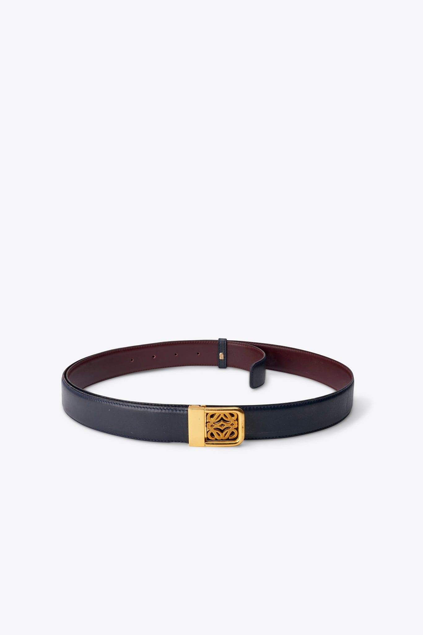 Vintage Loewe Anagram Navy Leather Belt
