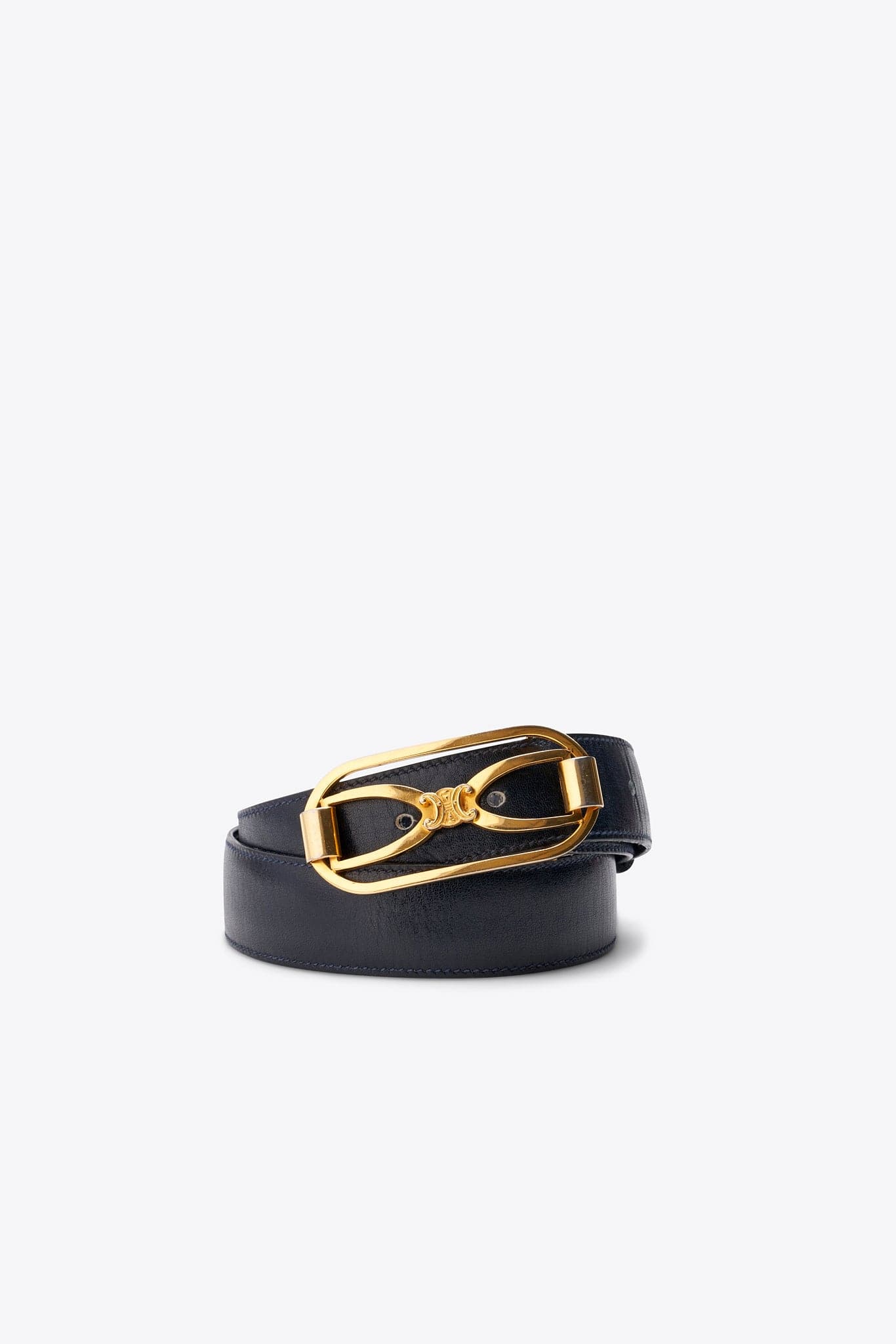 Vintage Celine Navy Leather Belt with Triomphe Buckle – The Hosta