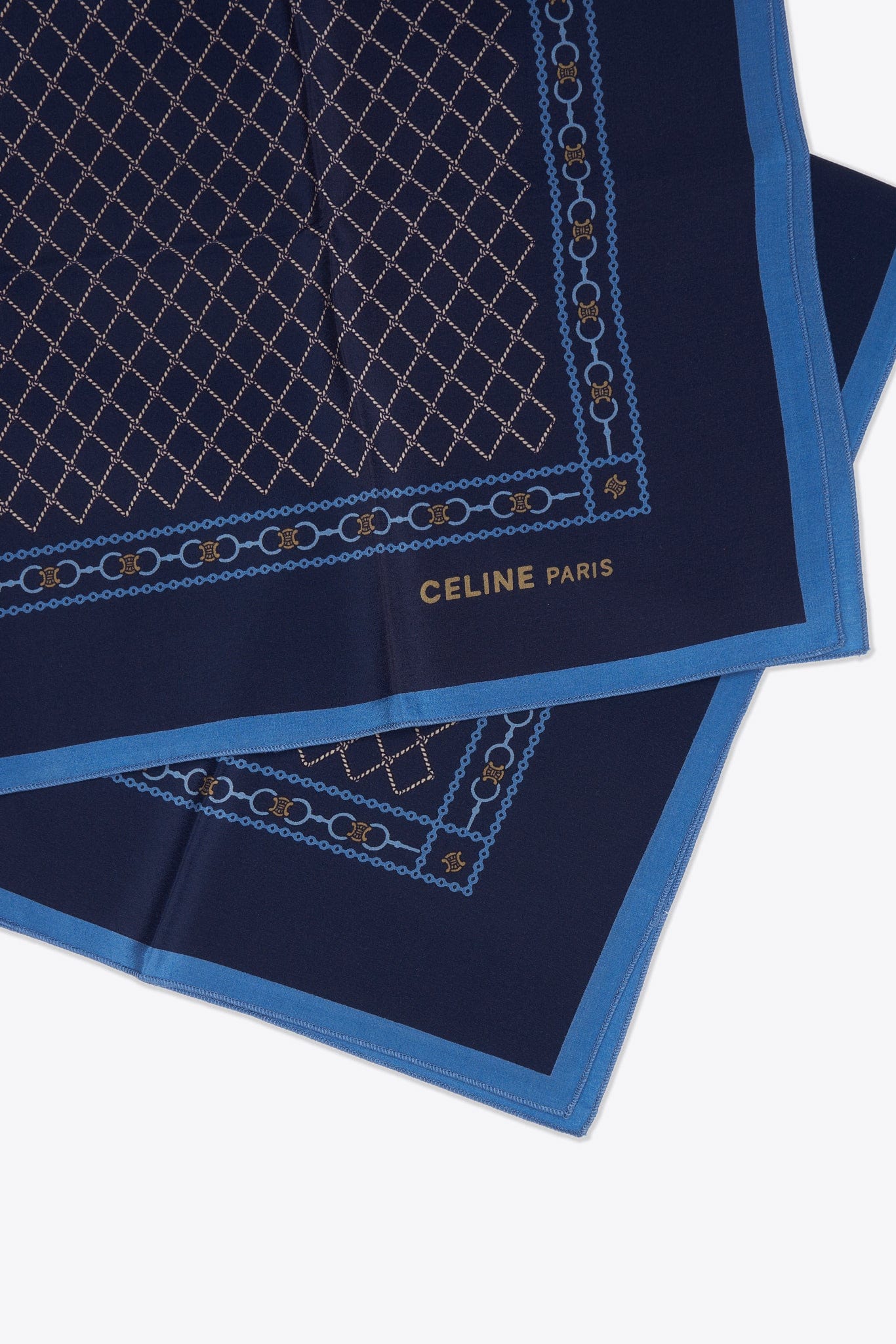 Vintage Celine Blue Silk Scarf