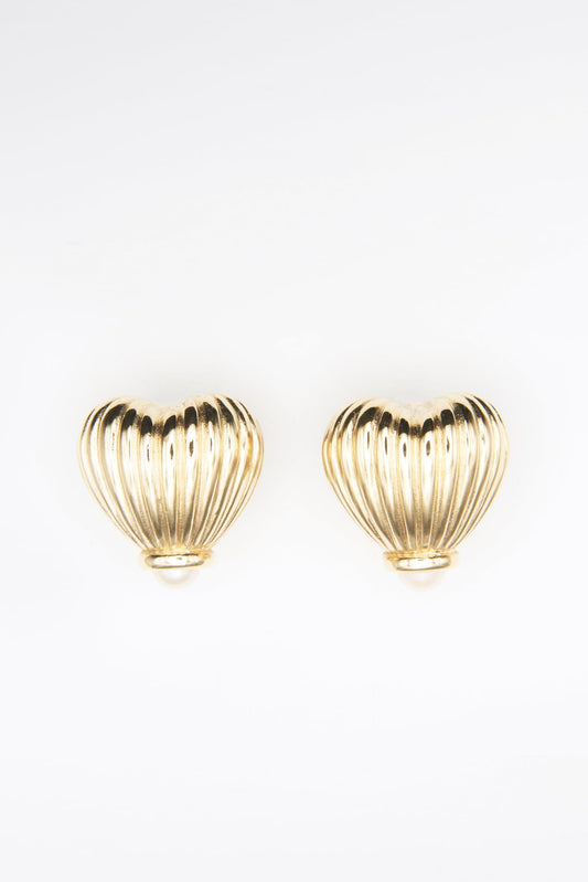 Vintage Gold Givenchy Heart and Imitation Pearl Earrings
