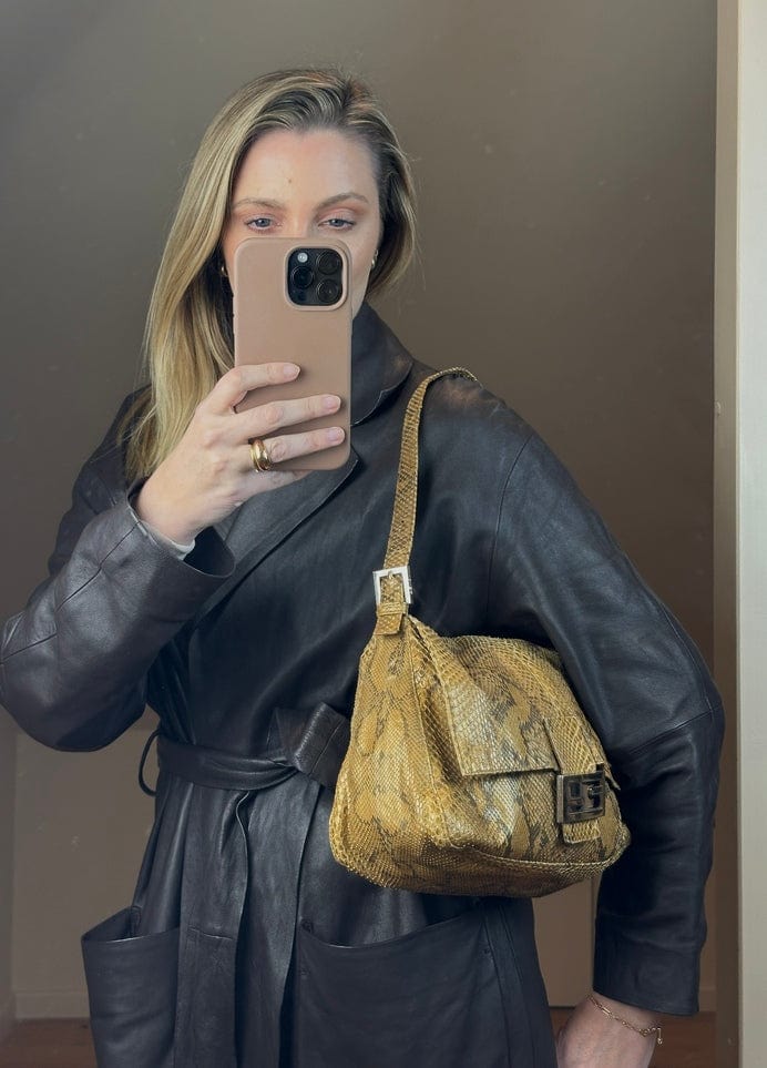 Vintage Fendi Mamma Baguette - Gold Snakeskin