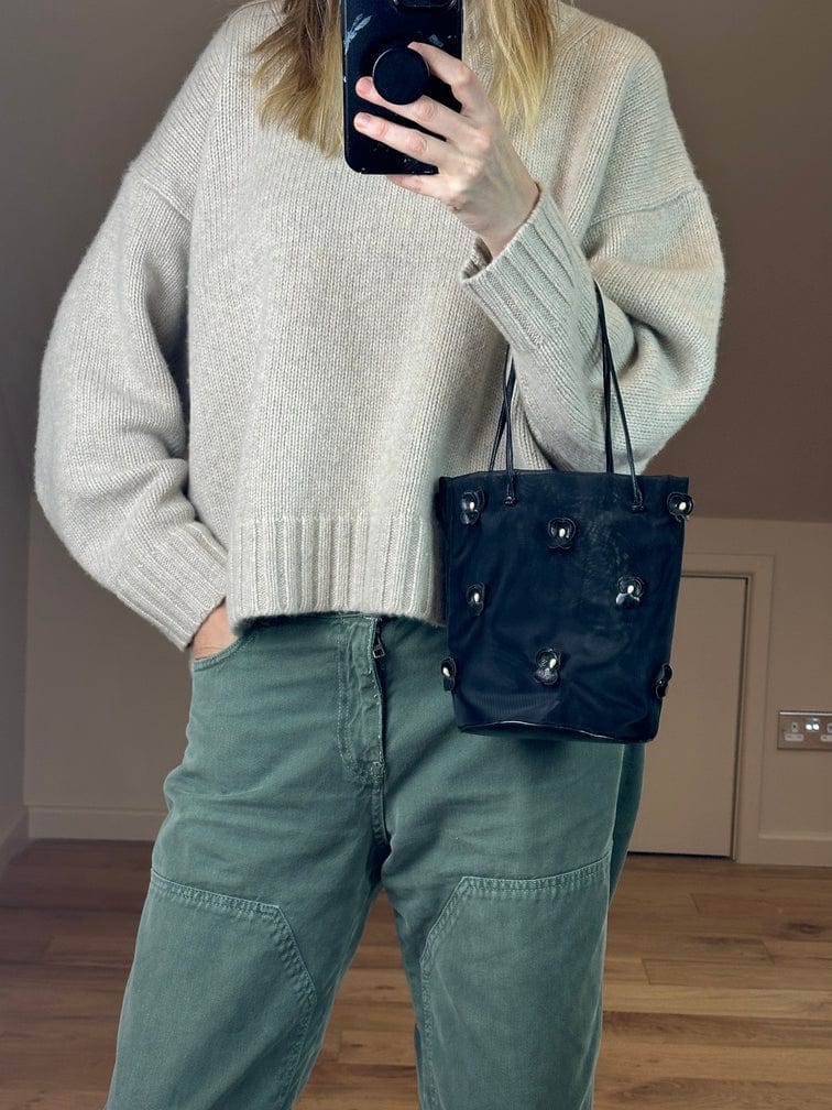 Vintage Prada Mesh Tote with Flowers