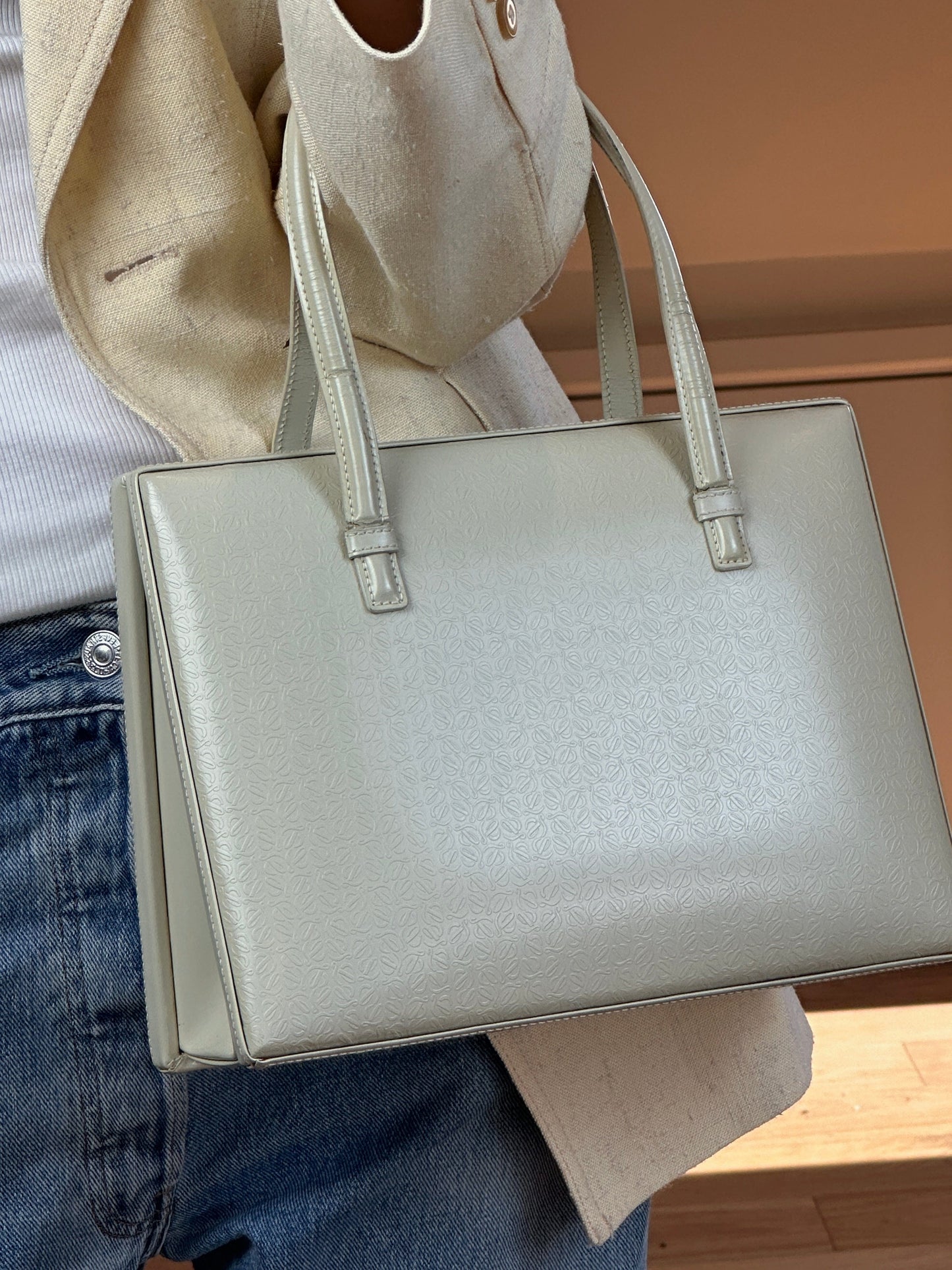 Vintage Loewe Cream Anagram Shoulder Bag