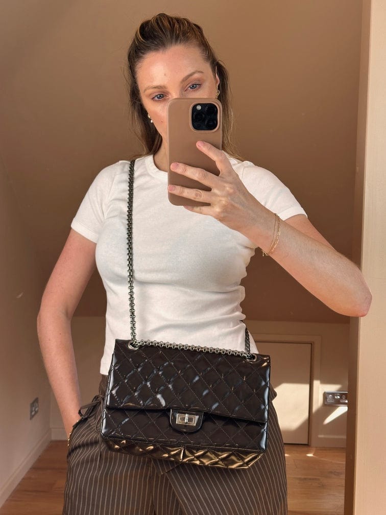 Chanel 2.55 Reissue Quilted Brown Patent Shoulder Bag