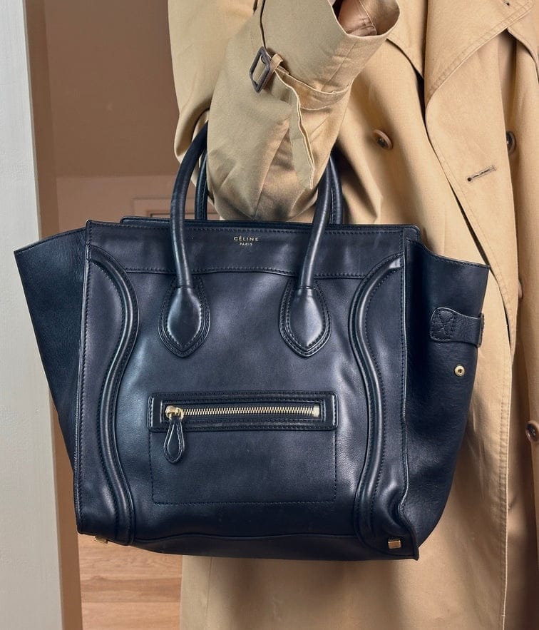 Céline Phoebe Philo Luggage Tote in Black Leather