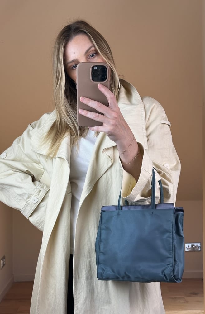 Vintage Prada Teal Nylon Tote Bag