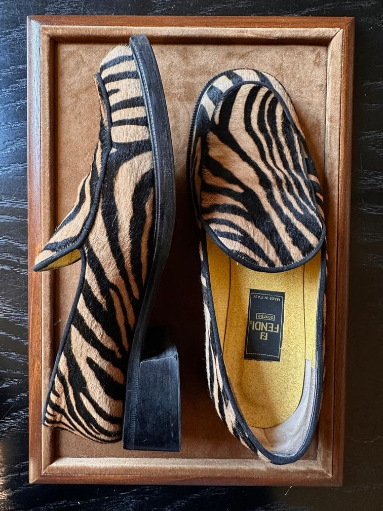 Fendi Vintage Tiger Calf Hair Loafers