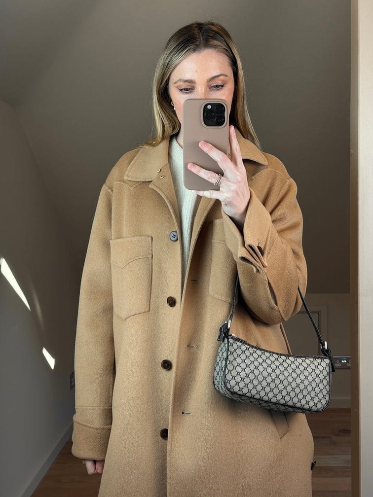 Vintage Celine Navy Triomphe Canvas Pochette Bag