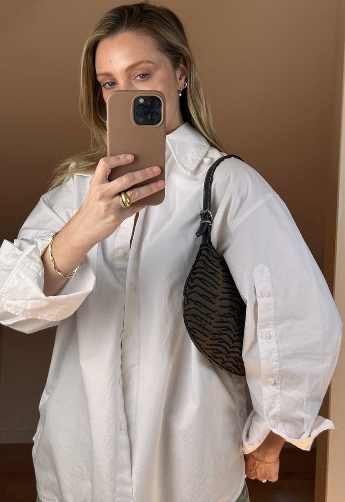 Fendi Vintage Tiger Print Canvas Shoulder Bag