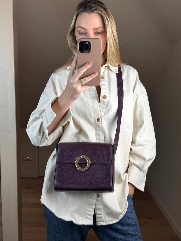 Vintage Celine Purple Leather Box Bag