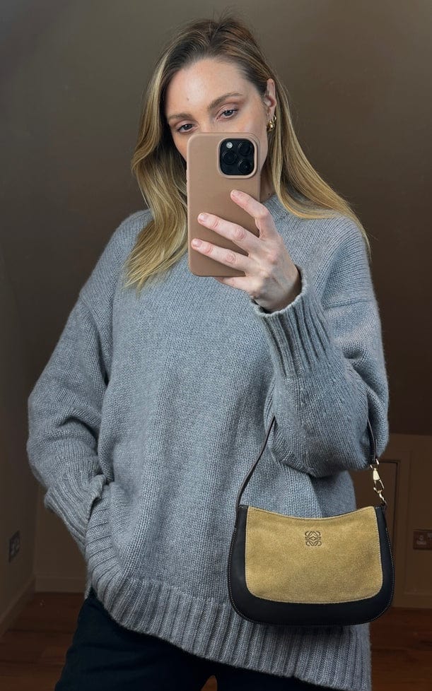 Vintage Loewe Beige Suede Mini Shoulder Bag