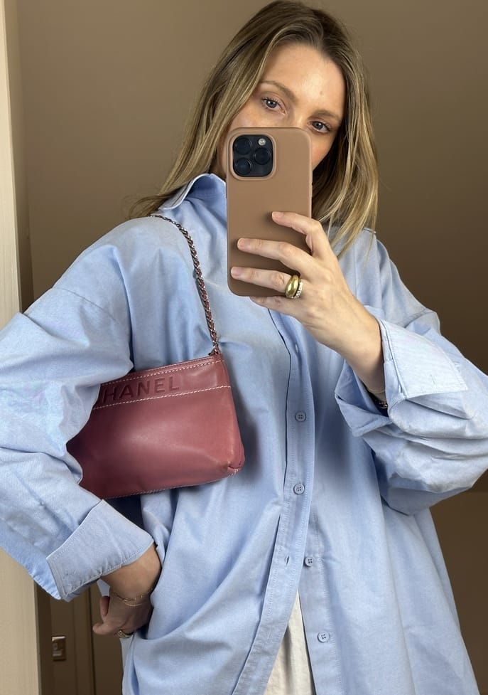 Vintage Chanel Pink Leather Chain Shoulder Bag