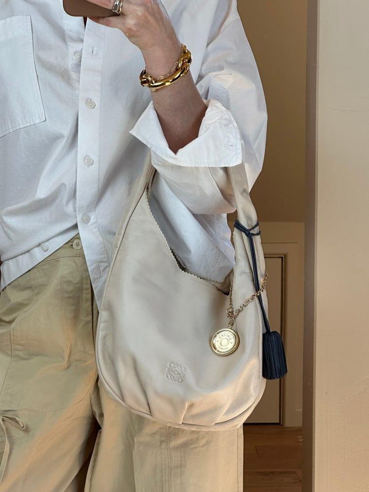 Vintage Loewe Cream Anagram Soft Shoulder Bag