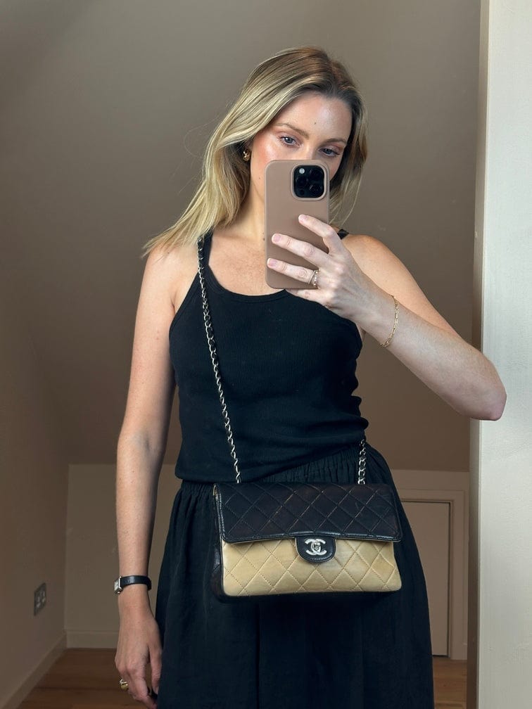 Chanel Vintage Timeless Black And Cream Single Flap Bag